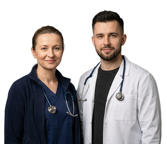 Lekarz i pielęgniarka z zespołu hospicjum domowego